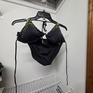 Victoria's Secret Black and Neon Green Bikini